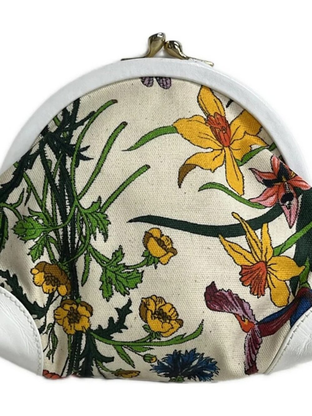 GUCCI Flora,Old Gucci - Cream Dark Green Multi Coated Canvas Leather Pouch - Picture 2 of 10